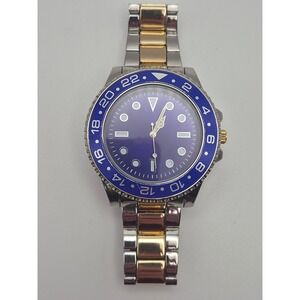 Unbranded Diver Watch Mens OS Blue Silver Gold Like New GMT  Japan Movm